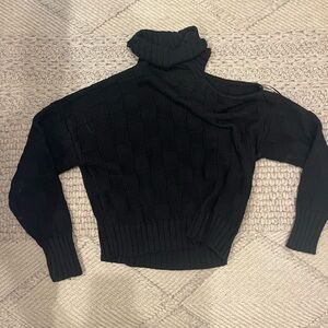 Black Turtleneck Sweater with open shoulder